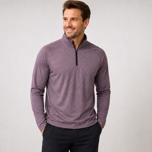 01.ALGO Mens Medium Performance Quarter Zip Pullover Purple UPF 40 Quick Dry